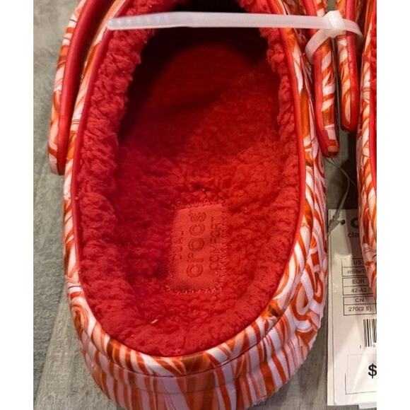 NWT Crocs Classic Lined Candy Cane Clogs Size M9/W11 Red White Christmas Slip On - Picture 6 of 9